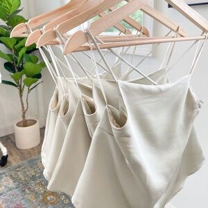 Cream Satin Cami Top - Spaghetti Strap